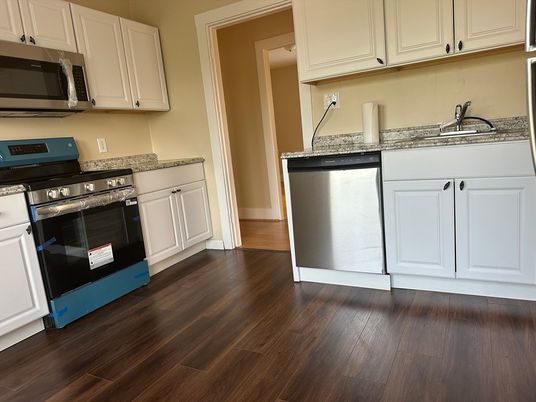 Interior, Kitchen, Stainless Steel Appliances, Wood Texture Flooring