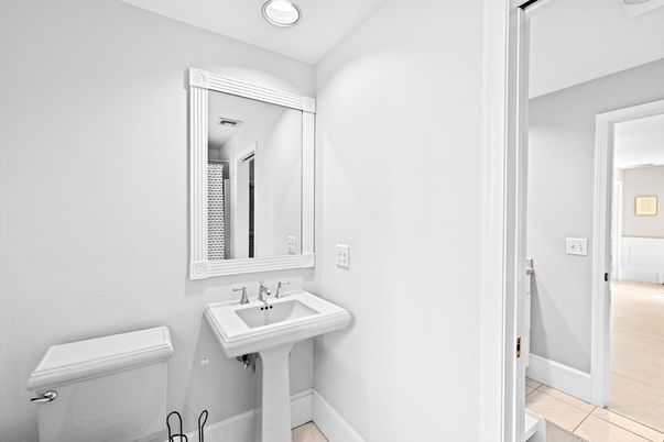 Bathroom, Interior, Recessed Lighting, Wood Texture Flooring