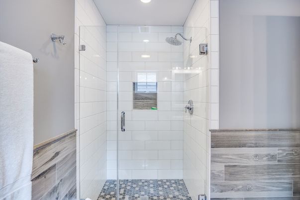 Bathroom, Glass Shower, Interior, Recessed Lighting
