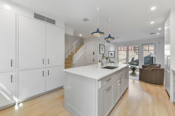 Interior, Kitchen, Pendant Lights, Recessed Lighting, Wood Texture Flooring
