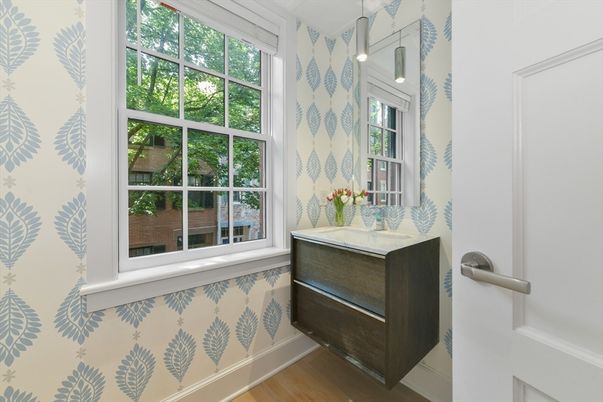 Bathroom, Interior, Pendant Lights, Wood Texture Flooring