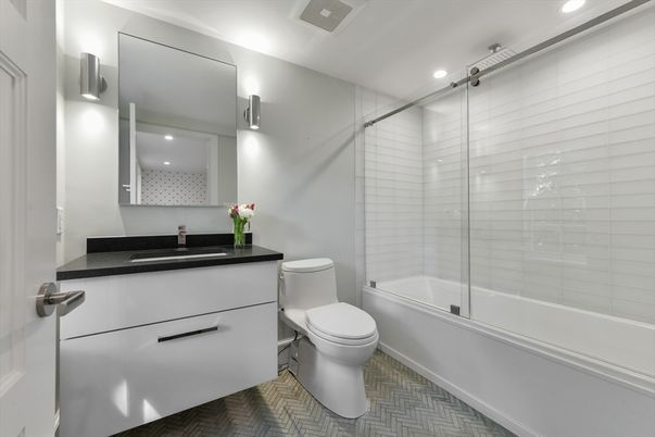 Bathroom, Glass Shower, Interior, Recessed Lighting