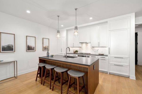 Interior, Kitchen, Pendant Lights, Recessed Lighting, Wood Texture Flooring