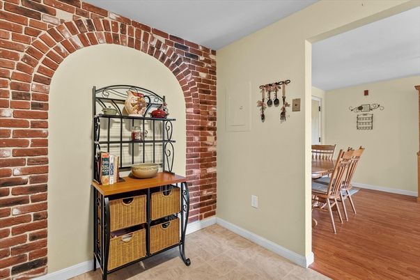 Dining room, Interior, Stone Walls, Wood Texture Flooring