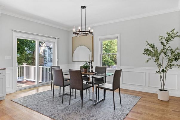 Chandelier, Dining room, Interior, Pendant Lights, Wood Texture Flooring
