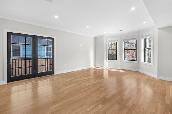 Empty room, Interior, Recessed Lighting, Wood Texture Flooring