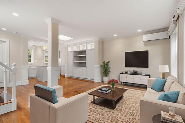 Interior, Living room, Recessed Lighting, Wood Texture Flooring