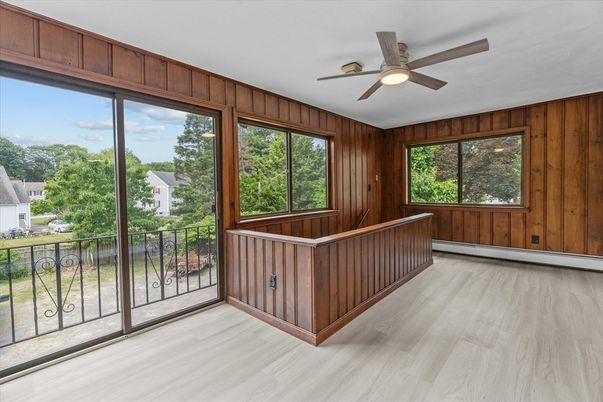 Interior, Sun Room, Wood Texture Flooring, Wooden Walls
