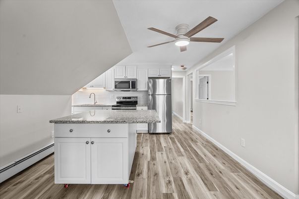 Interior, Kitchen, Stainless Steel Appliances, Wood Texture Flooring