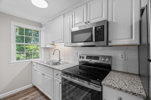 Interior, Kitchen, Stainless Steel Appliances, Wood Texture Flooring