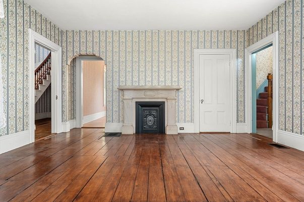 Empty room, Fireplace, Interior, Wood Texture Flooring