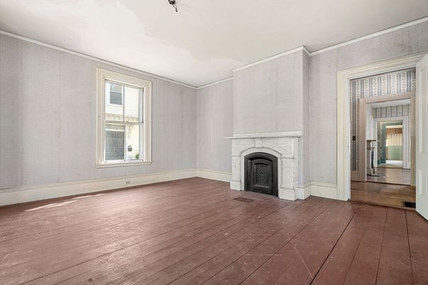 Empty room, Fireplace, Interior, Wood Texture Flooring