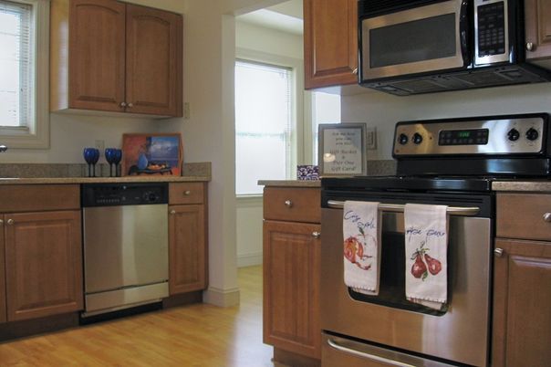 Interior, Kitchen, Stainless Steel Appliances, Wood Texture Flooring