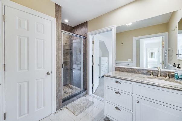 Bathroom, Glass Shower, Interior, Recessed Lighting