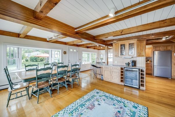 Dining room, Interior, Kitchen, Wooden Beams, Wood Texture Flooring
