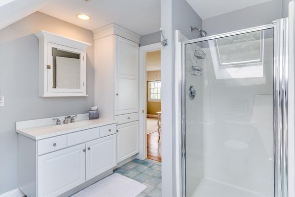 Bathroom, Glass Shower, Interior, Recessed Lighting