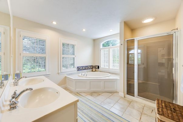 Bathroom, Dual Sink Vanities, Glass Shower, Interior, Recessed Lighting