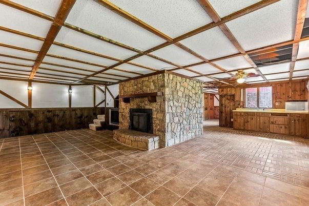 Fireplace, Interior, Stone Walls, Wooden Walls