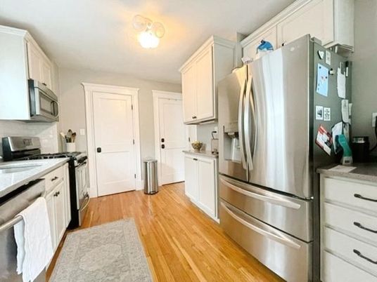 Interior, Kitchen, Stainless Steel Appliances, Wood Texture Flooring