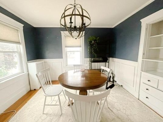 Chandelier, Dining room, Interior, Marble, Wood Texture Flooring