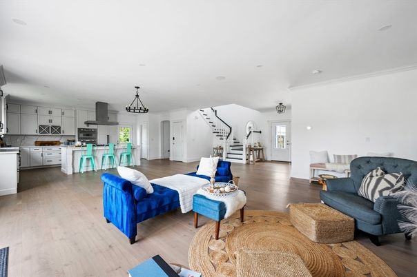 Interior, Kitchen, Living room, Recessed Lighting, Wood Texture Flooring
