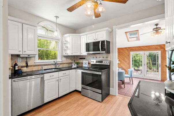 Interior, Kitchen, Stainless Steel Appliances, Wood Texture Flooring