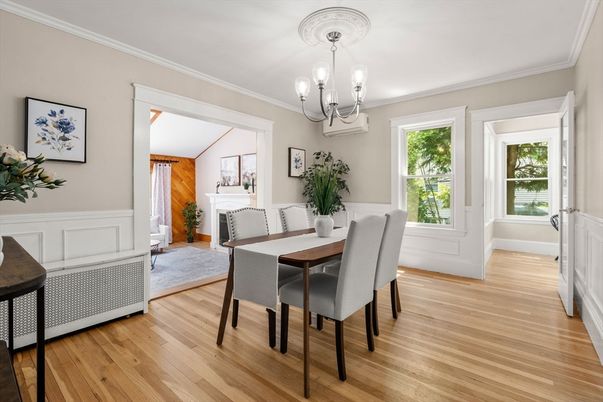 Chandelier, Dining room, Interior, Wood Texture Flooring