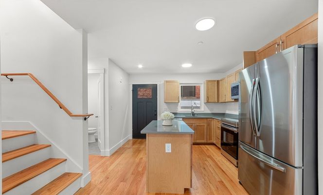 Interior, Kitchen, Recessed Lighting, Wood Texture Flooring