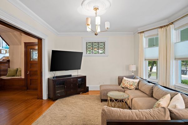 Chandelier, Interior, Living room, Wood Texture Flooring