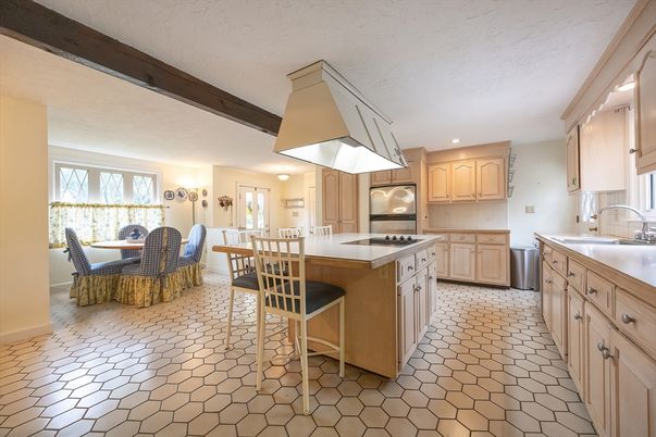 Interior, Kitchen, Living room, Recessed Lighting, Stainless Steel Appliances, Wooden Beams