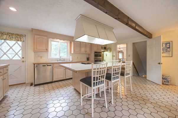Interior, Kitchen, Recessed Lighting, Stainless Steel Appliances, Wooden Beams