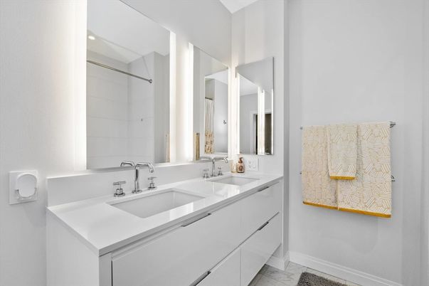 Bathroom, Dual Sink Vanities, Interior, Marble, Recessed Lighting
