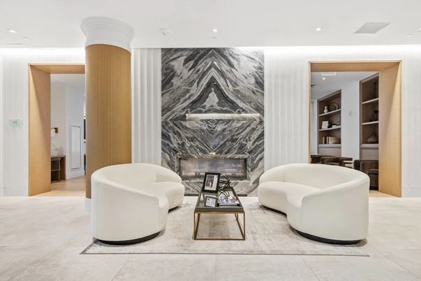 Fireplace, Interior, Living room, Marble Walls, Recessed Lighting
