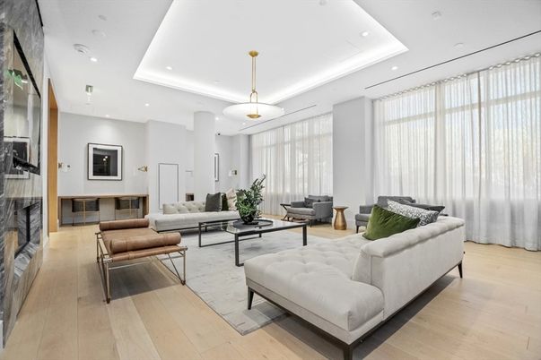 Interior, Living room, Pendant Lights, Recessed Lighting, Wood Texture Flooring