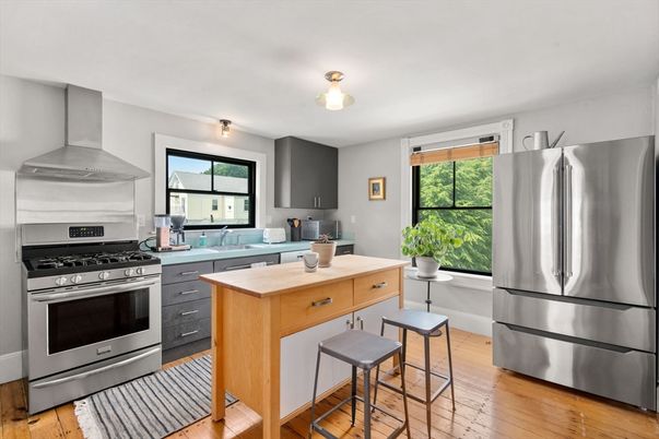 Interior, Kitchen, Stainless Steel Appliances, Wood Texture Flooring