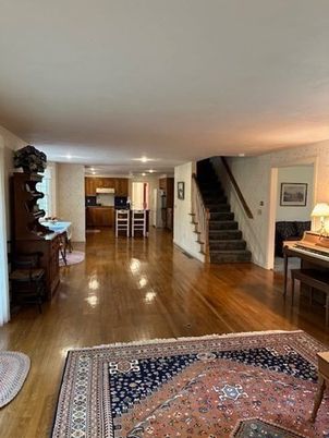 Interior, Kitchen, Piano, Recessed Lighting, Stainless Steel Appliances, Wood Texture Flooring