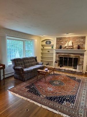 Fireplace, Interior, Living room, Stone Walls, Wood Texture Flooring