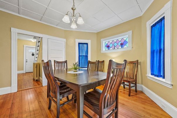 Chandelier, Dining room, Interior, Wood Texture Flooring