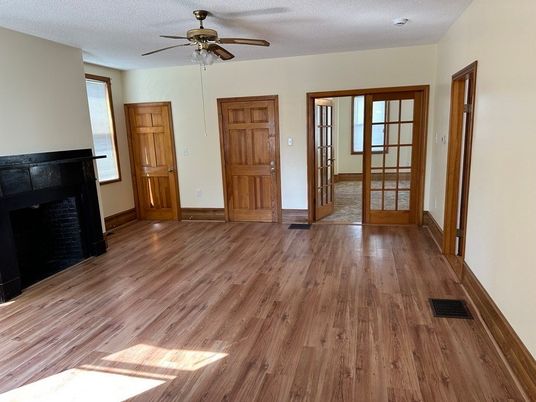 Empty room, Fireplace, Interior, Wood Texture Flooring