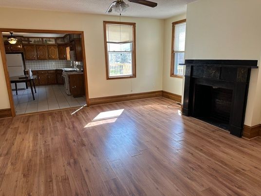 Empty room, Fireplace, Interior, Wood Texture Flooring