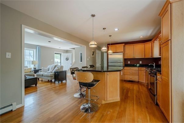 Interior, Kitchen, Living room, Pendant Lights, Recessed Lighting, Stainless Steel Appliances, Wood Texture Flooring