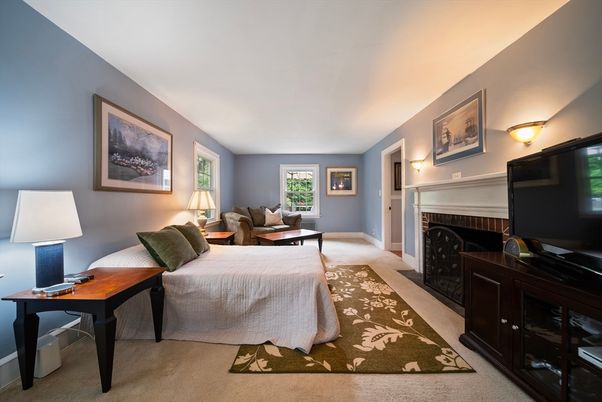 Bedroom, Fireplace, Interior