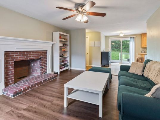 Fireplace, Interior, Living room, Stone Walls, Wood Texture Flooring