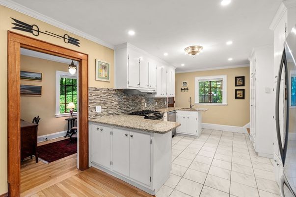 Interior, Kitchen, Recessed Lighting, Wood Texture Flooring