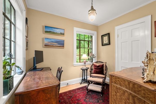 Home Office, Interior, Pendant Lights, Wood Texture Flooring