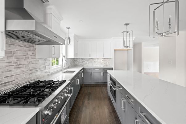 Interior, Kitchen, Pendant Lights, Stainless Steel Appliances, Wood Texture Flooring