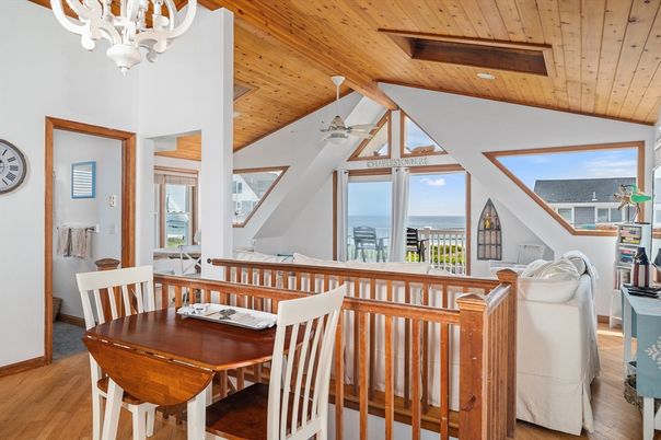 Chandelier, Dining room, Interior, Water, Wooden Beams, Wooden Ceilings, Wood Texture Flooring