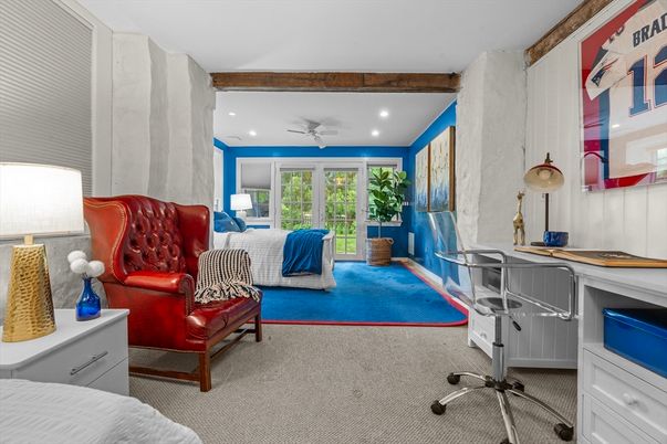 Home Office, Interior, Recessed Lighting, Wooden Beams