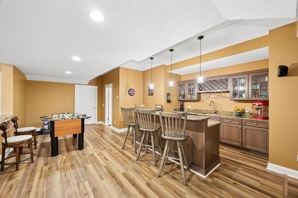 Game Room, Interior, Pendant Lights, Recessed Lighting, Wood Texture Flooring