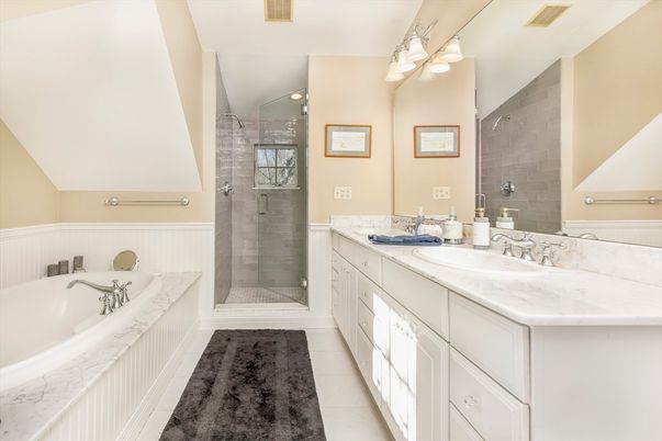 Bathroom, Dual Sink Vanities, Glass Shower, Interior
